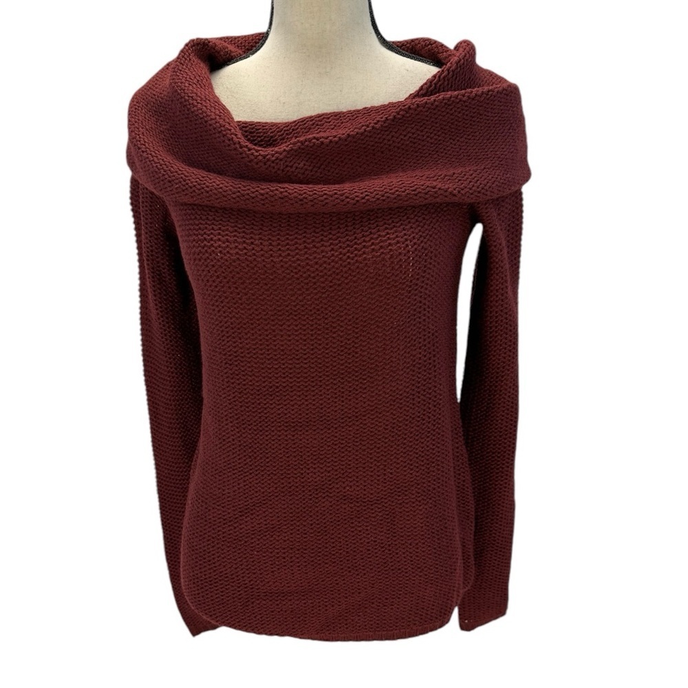 Freshman Long Sleeve Cowl Neck Sweater - Maroon Red